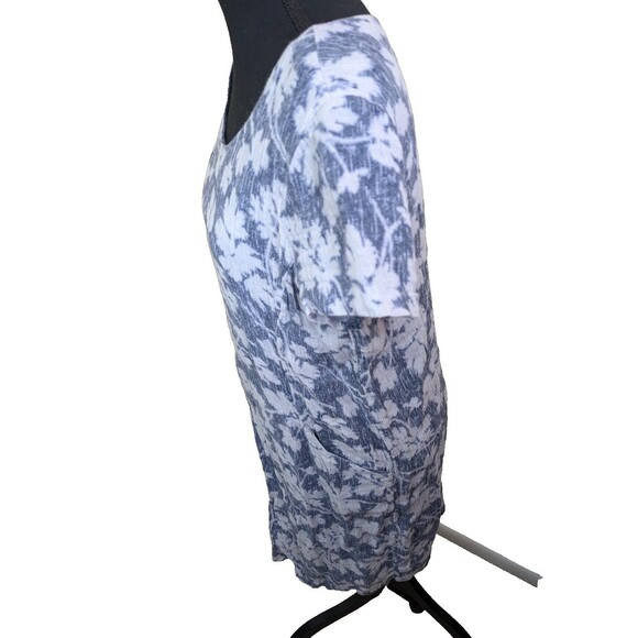 J. Jill Pure Jill Shirt Dress Short Sleeve Linen Floral Crinkle Pockets Medium - Picture 3 of 10